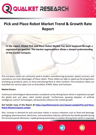 pick and place robot market trend growth rate