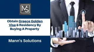 Want To Apply For Greece Golden Visa | Mann's Solutions