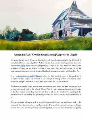 Gibson Fine Art Artwork Rental Leasing Corporate in Calgary