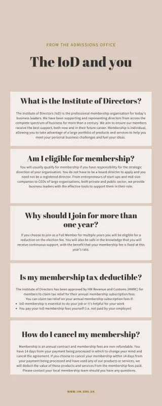 from the admissions office the iod and you
