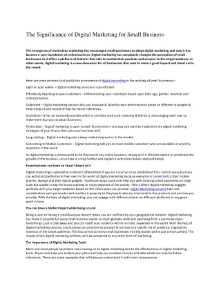 The Significance of Digital Marketing for Small Business