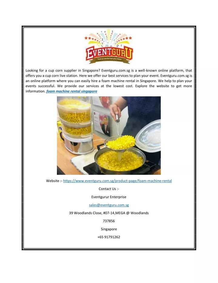 looking for a cup corn supplier in singapore