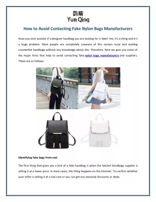 How to Avoid Contacting Fake Nylon Bags Manufacturers