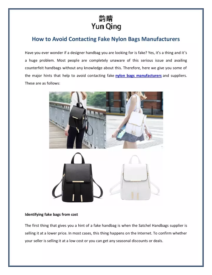 how to avoid contacting fake nylon bags