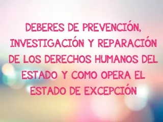 DEBERES DE PREVENCIÓN, INVESTIGACIÓN Y REPARACIÓN DE LOS DERECHOS HUMANOS DEL ESTADO Y COMO OPERA EL ESTADO DE EXCEPCIÓN