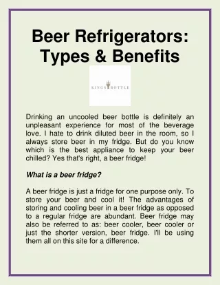 Beer Refrigerators Types & Benefits