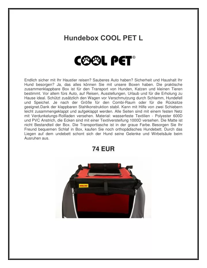hundebox cool pet l