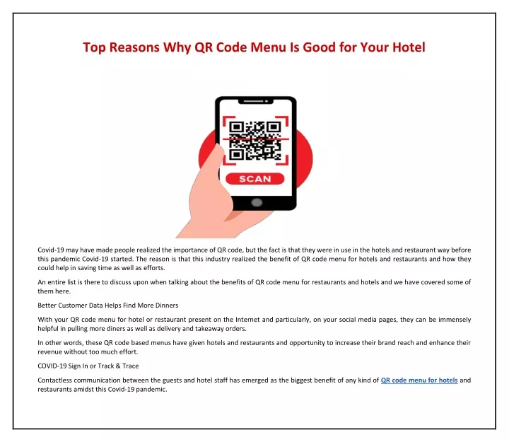 top reasons why qr code menu is good for your