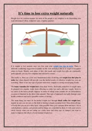 It’s time to lose extra weight naturally