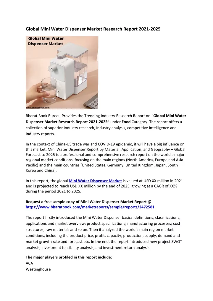 global mini water dispenser market research