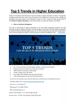 Top 5 Trends in Higher Education
