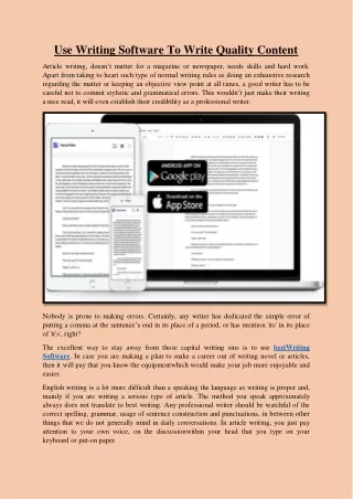 Use Writing Software To Write Quality Content