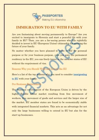 IMMIGRATION TO EU WITH FAMILY