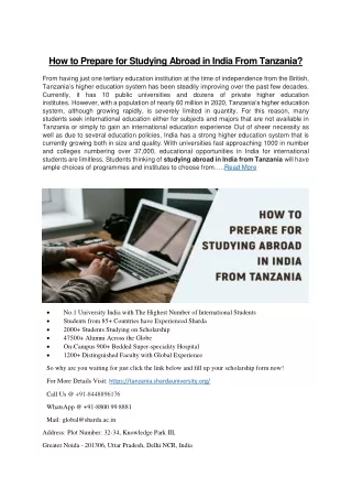 How to Prepare For Studying Abroad in India From Tanzania