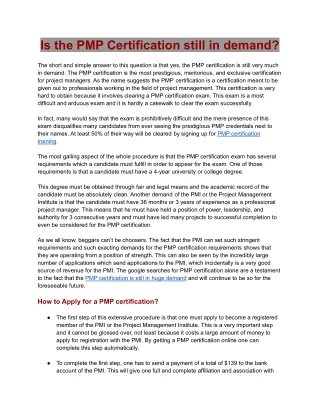 is the pmp certification still in demand