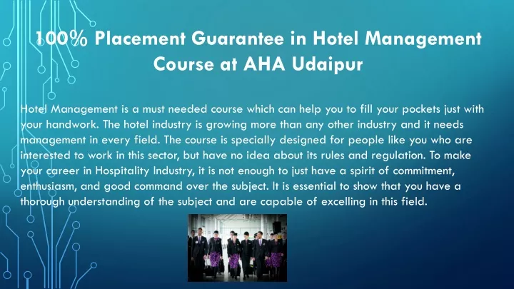 100 placement guarantee in hotel management