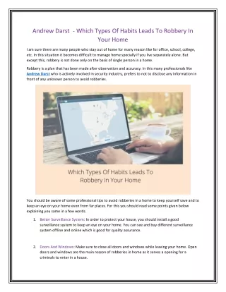 Andrew Darst - Which Types Of Habits Leads To Robbery In Your Home