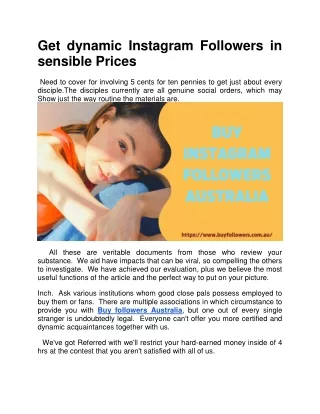 Get dynamic Instagram Followers in sensible Prices