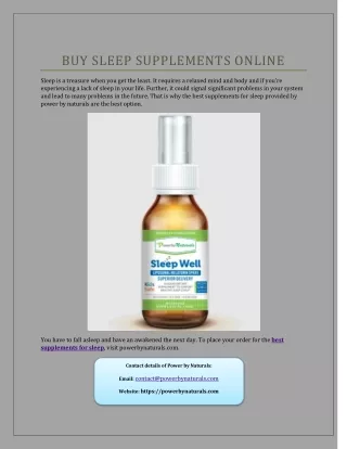 Buy Sleep Supplements Online