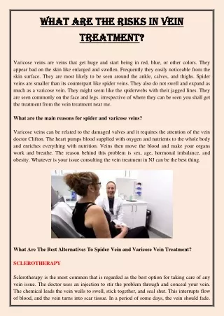 what are the risks in vein what are the risks