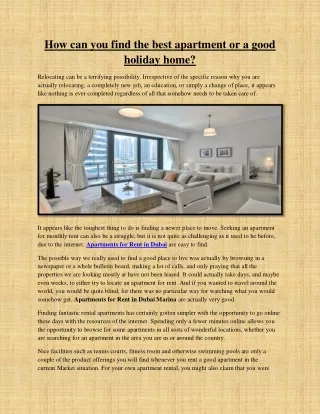 How can you find the best apartment or a good holiday home?
