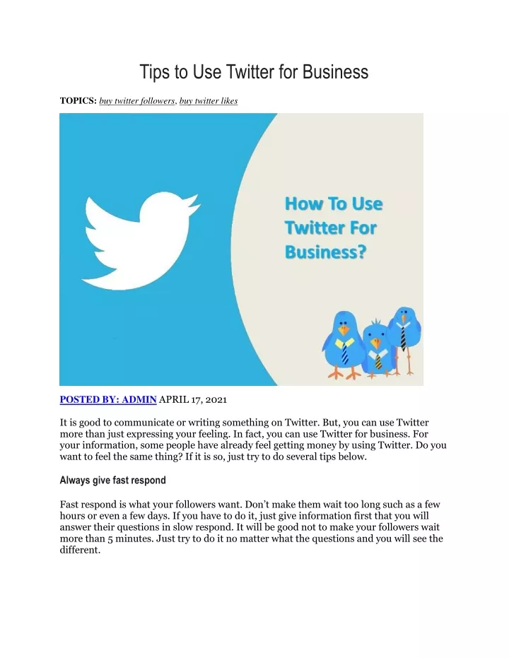 tips to use twitter for business