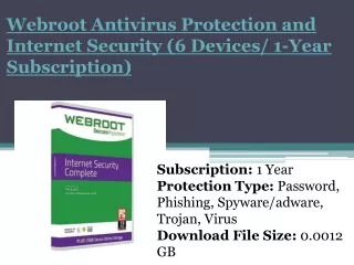 Webroot Antivirus Protection and Internet Security (6 Devices 1-Year Subscription)