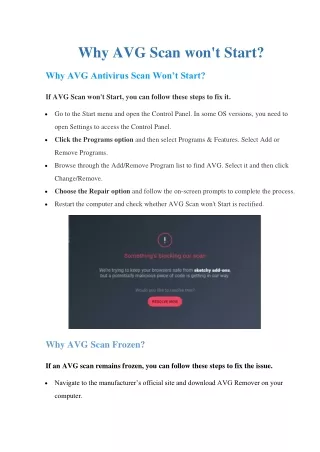 why avg scan won t start