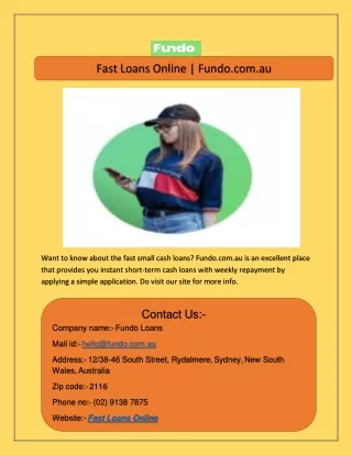 fast loans online fundo com au