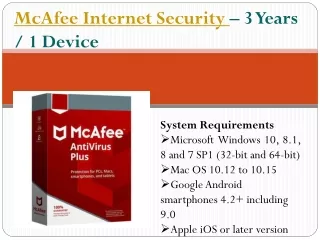 McAfee Internet Security – 3 Years  1 Device