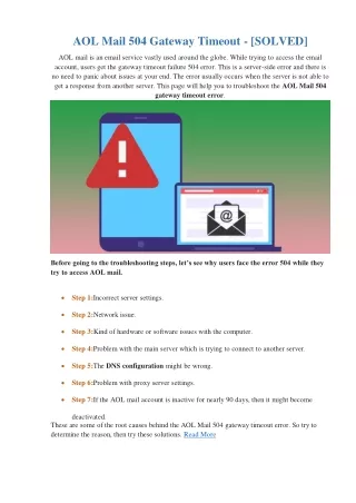 aol mail 504 gateway timeout solved