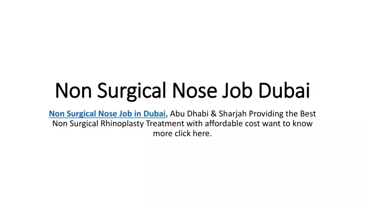 non surgical nose job dubai