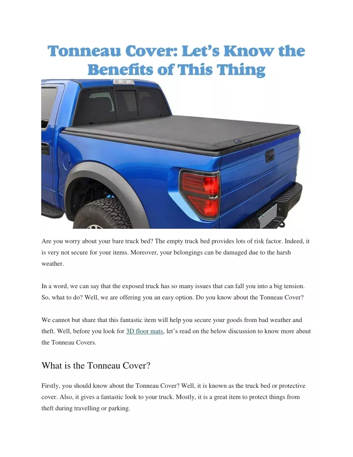 tonneau cover let s know the benefits of this