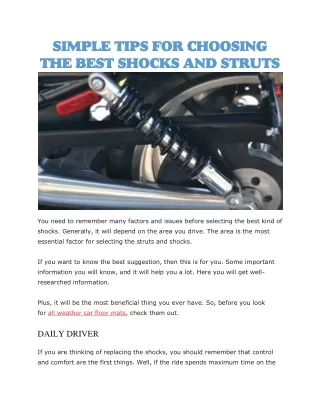 simple tips for choosing the best shocks