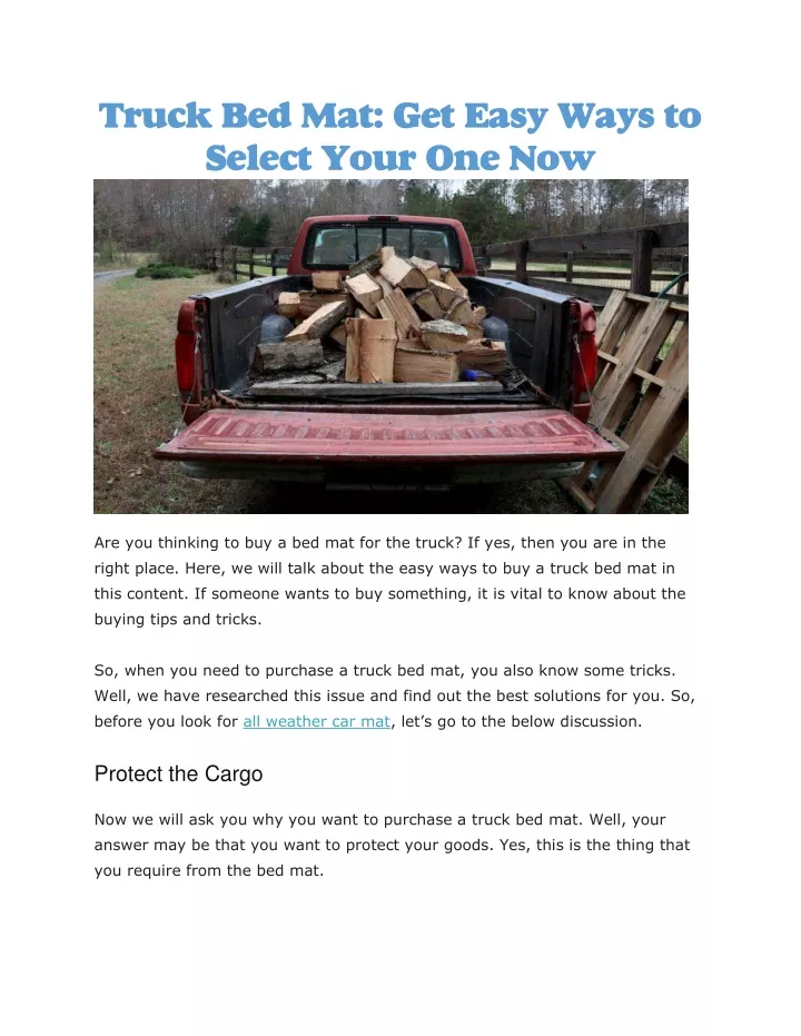 truck bed mat get easy ways to select your one now