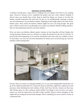 importance of stock cabinets