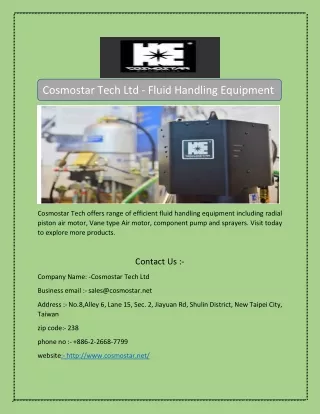 cosmostar tech ltd fluid handling equipment