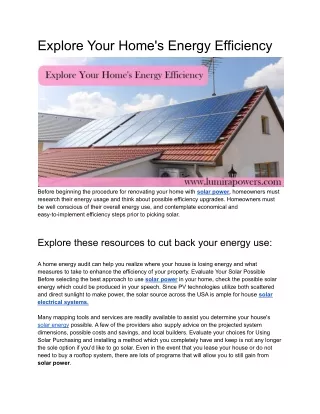 Explore Your Home's Energy Efficiency