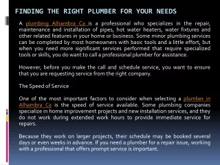 finding the right plumber for your needs