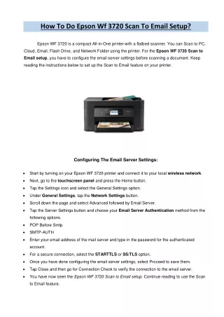 Epson WF 3720 Scan To Email Setup - Instant Guidelines