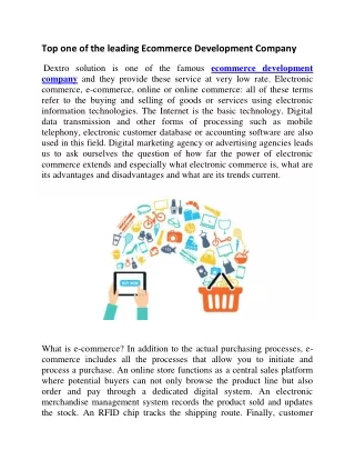 top one of the leading ecommerce development