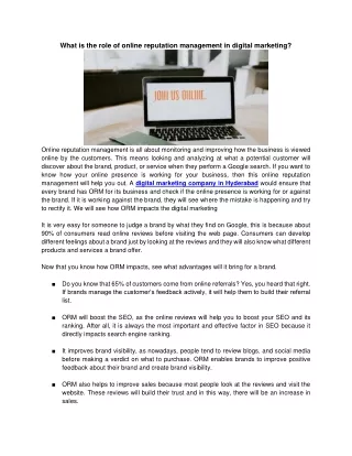 what is the role of online reputation management