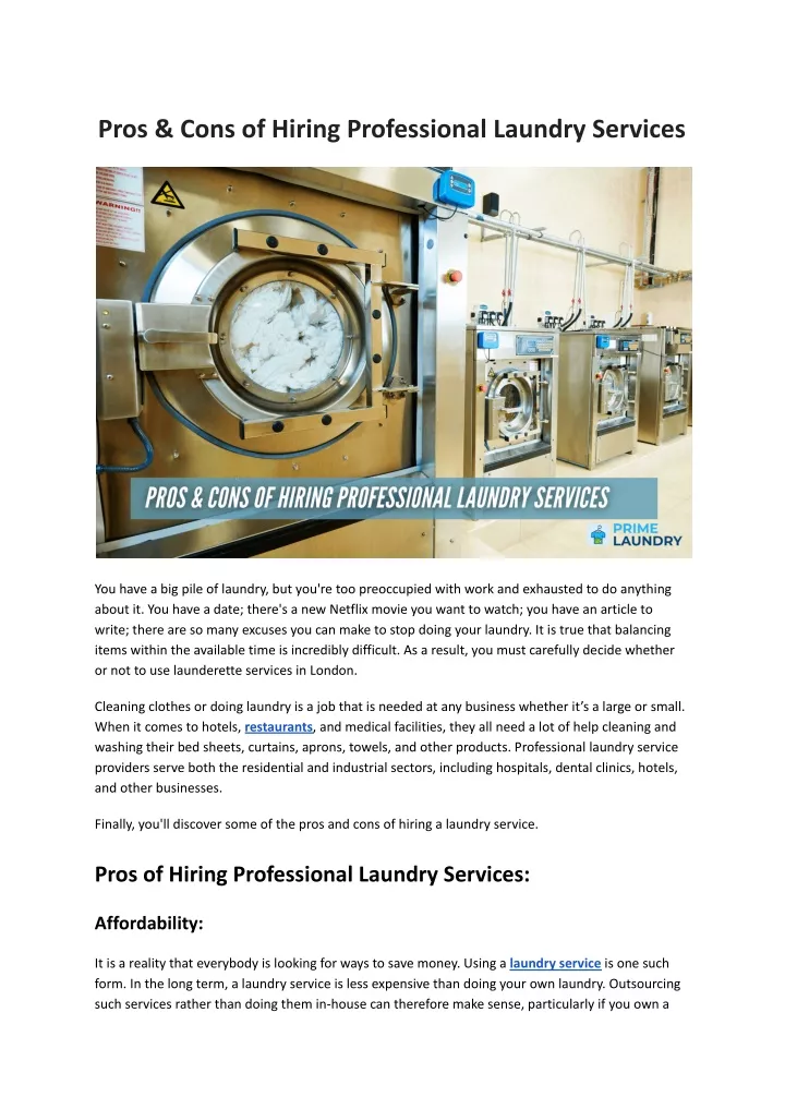 pros cons of hiring professional laundry services