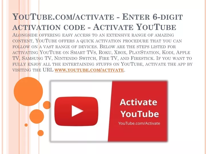 youtube com activate enter 6 digit activation