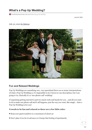 what s a pop up wedding