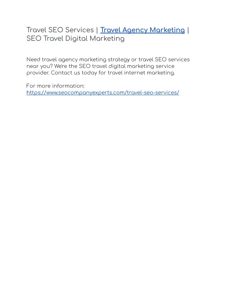 travel seo services travel agency marketing