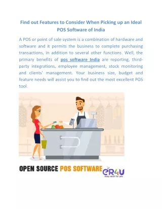 Pos software india | Features to Consider When Picking up One