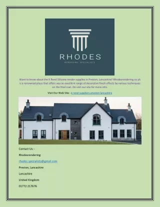 K Rend Suppliers Preston Lancashire | Rhodesrendering.co.uk