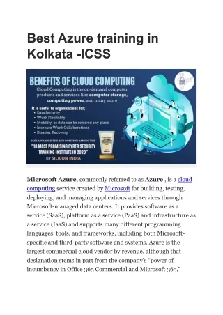best azure training in kolkata icss