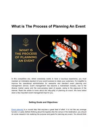 What is The Process of Planning An Event